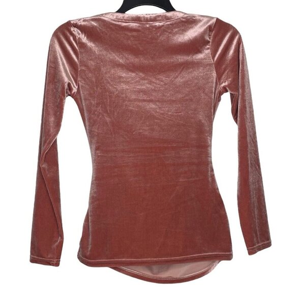 Meaneor Womens Top Size Small V-Neck Cross Faux Wrap Ruched Waist Long Sleeves - Picture 3 of 7